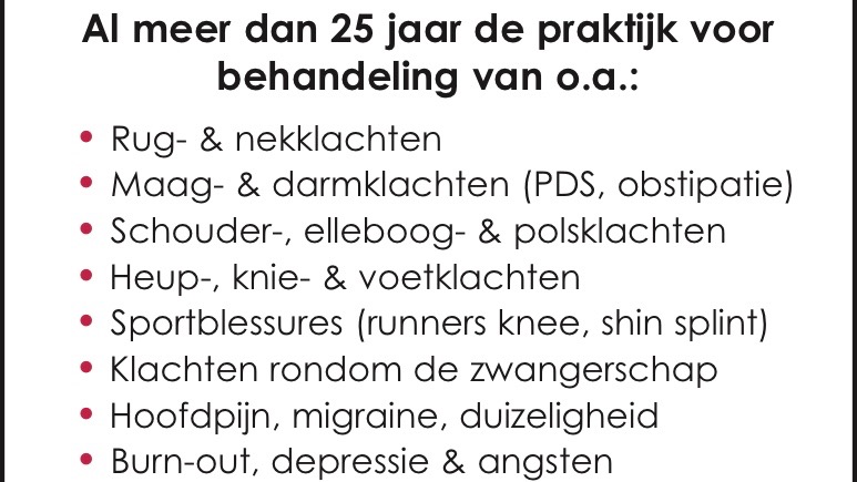 Al meer dan 25 jaar experts in fysieke en/of psychische klachten